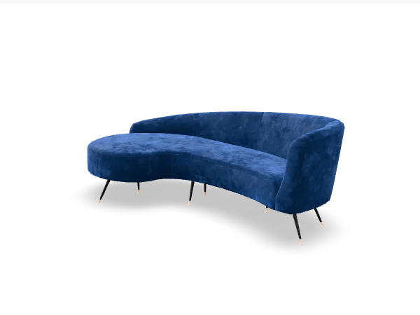Ainsley Velvet Sofa, front three-quarter view